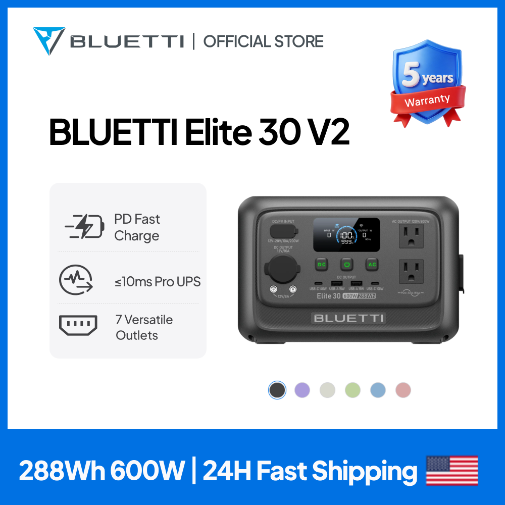 Solar Powered Charger - 【รุ่นใหม่】BLUETTI Elite 30 V2 สถานีไฟฟ้าพกพา 288Wh